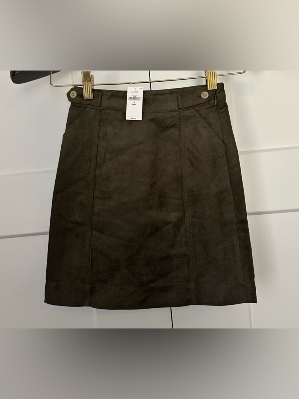 Girl’s BR Baby Olive Green A-Line Faux Suede Skirt NWT